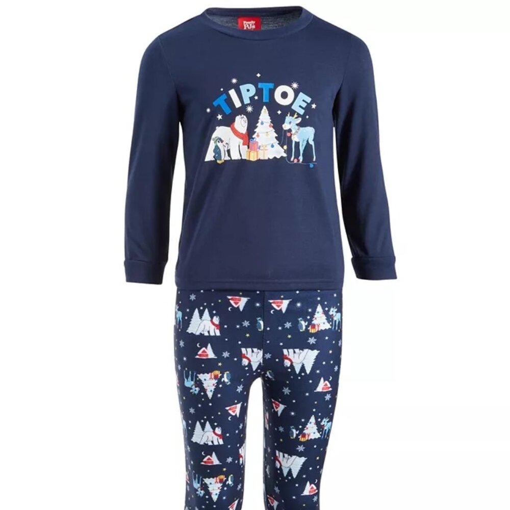 Family PJ's Kids Christmas Holiday Pajamas 2-Piece Set Sleepwear Size XS(4/5